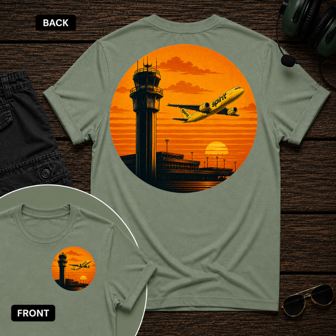 Spirit Airlines Sunset SS 2 Sided T-shirt