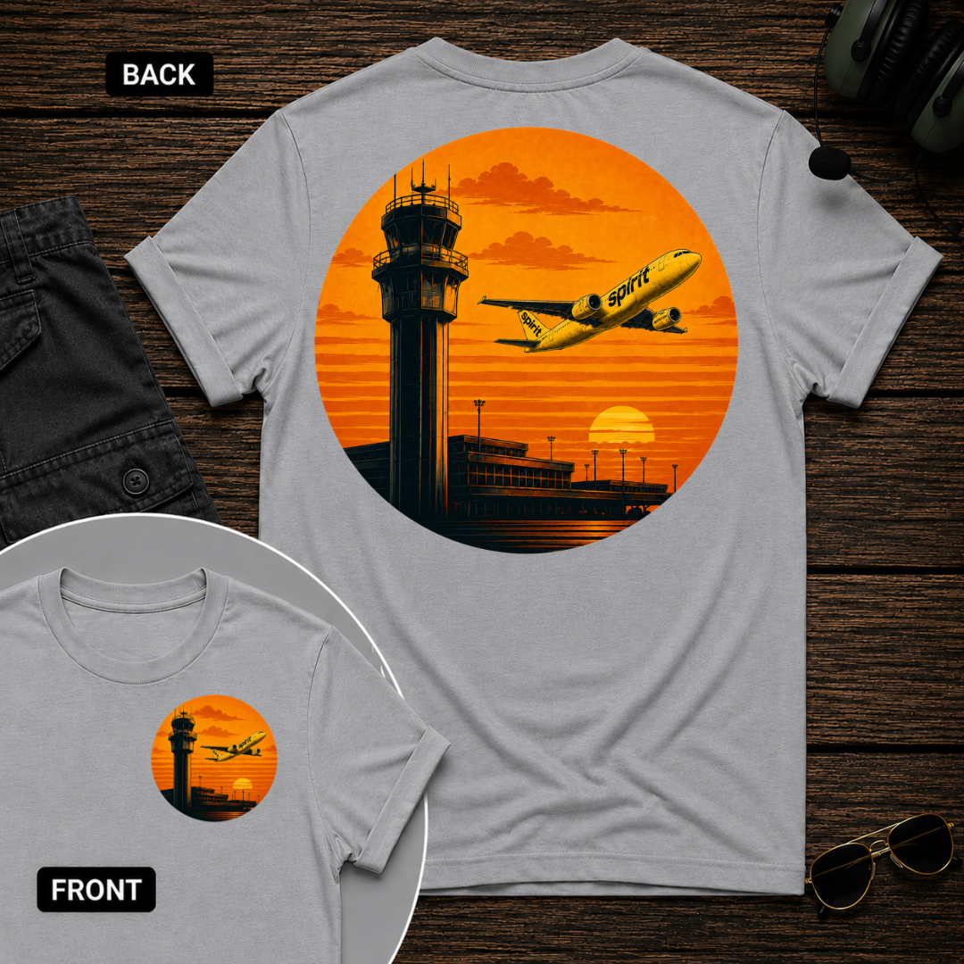 Spirit Airlines Sunset SS 2 Sided T-shirt