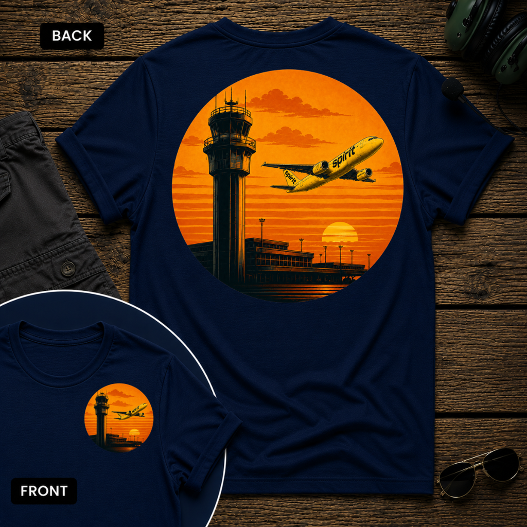 Spirit Airlines Sunset SS 2 Sided T-shirt