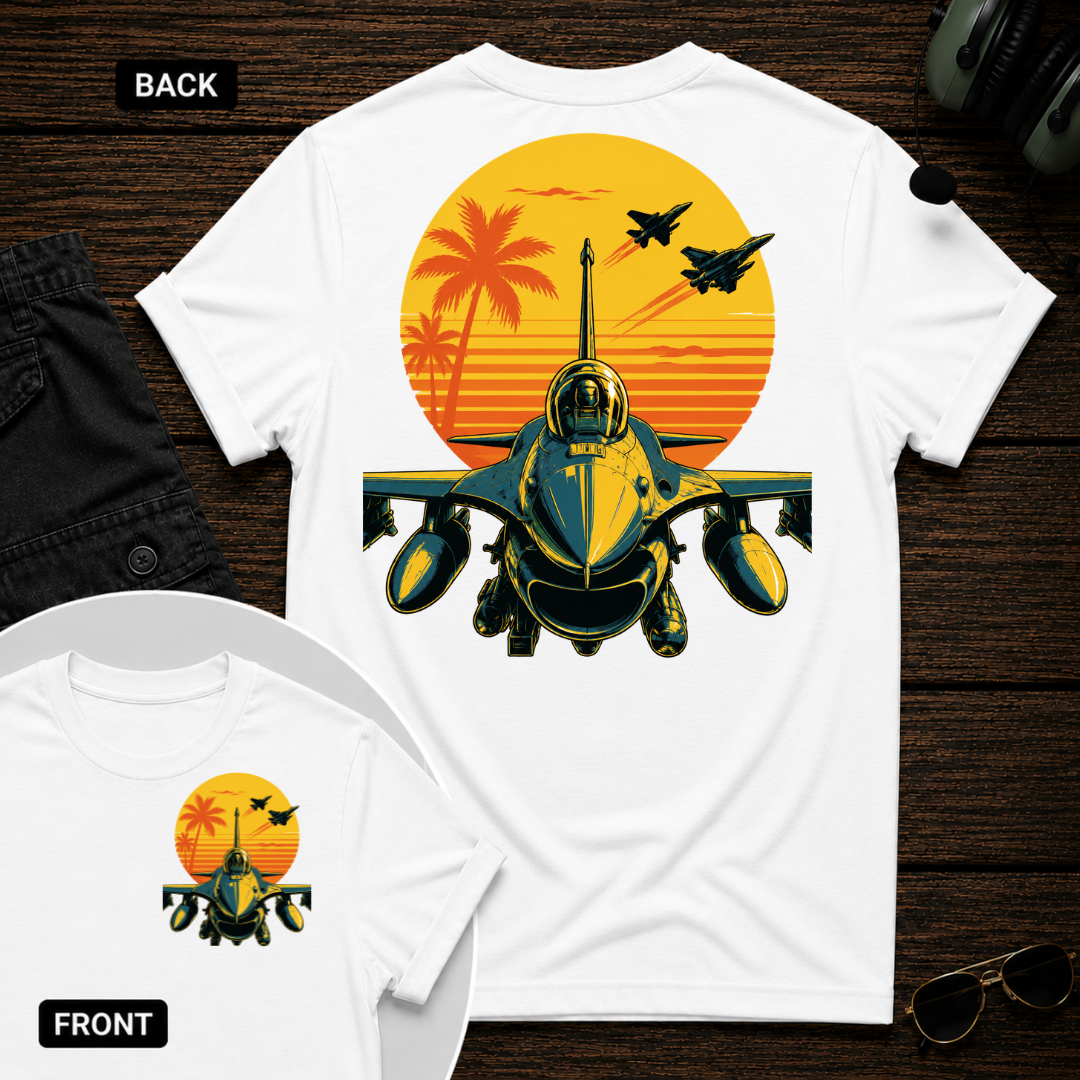 F-16 Tropic Sunset SS 2 Sided T-shirt