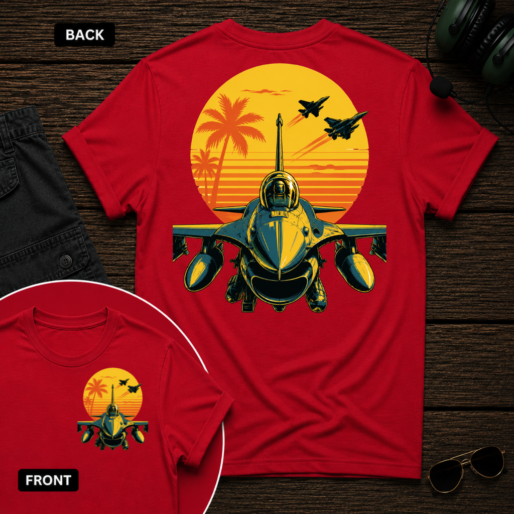 F-16 Tropic Sunset SS 2 Sided T-shirt
