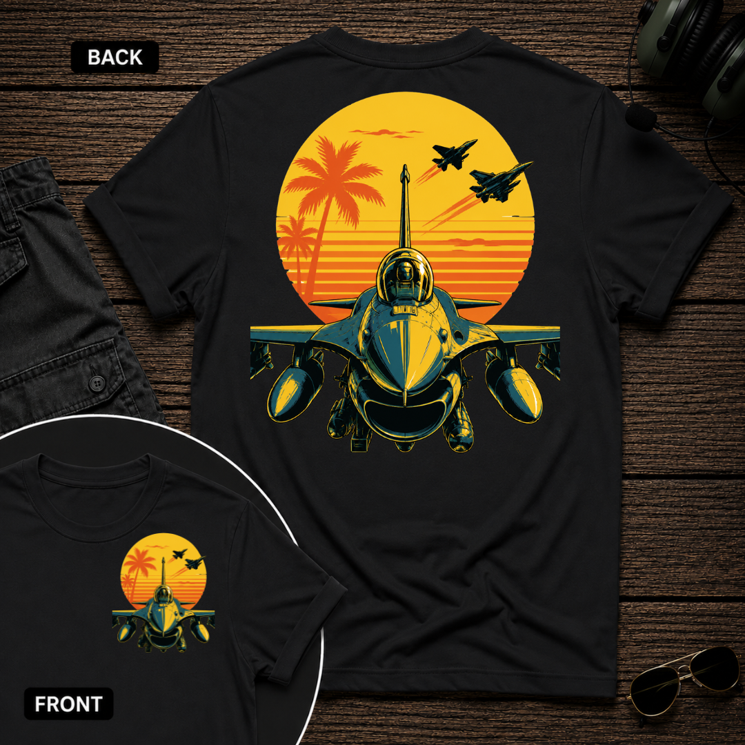 F-16 Tropic Sunset SS 2 Sided T-shirt