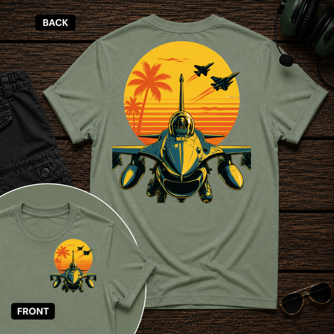 F-16 Tropic Sunset SS 2 Sided T-shirt