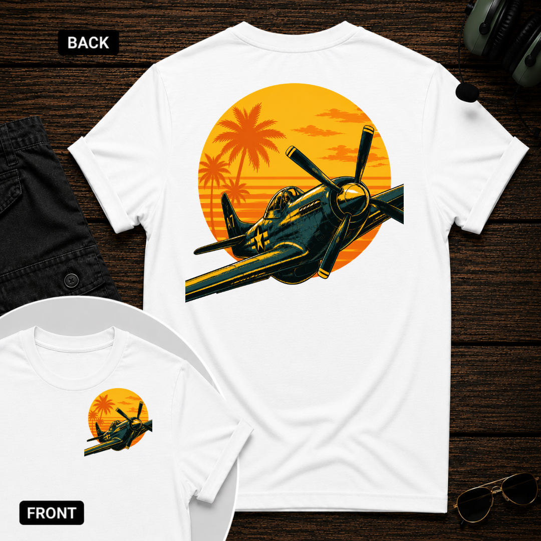P-51 Tropic Sunset SS 2 Sided T-shirt