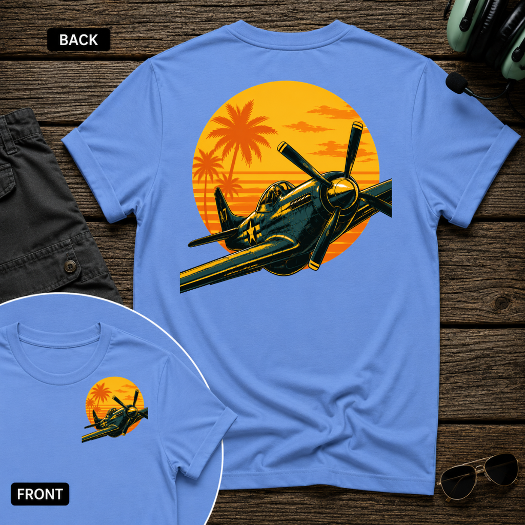 P-51 Tropic Sunset SS 2 Sided T-shirt
