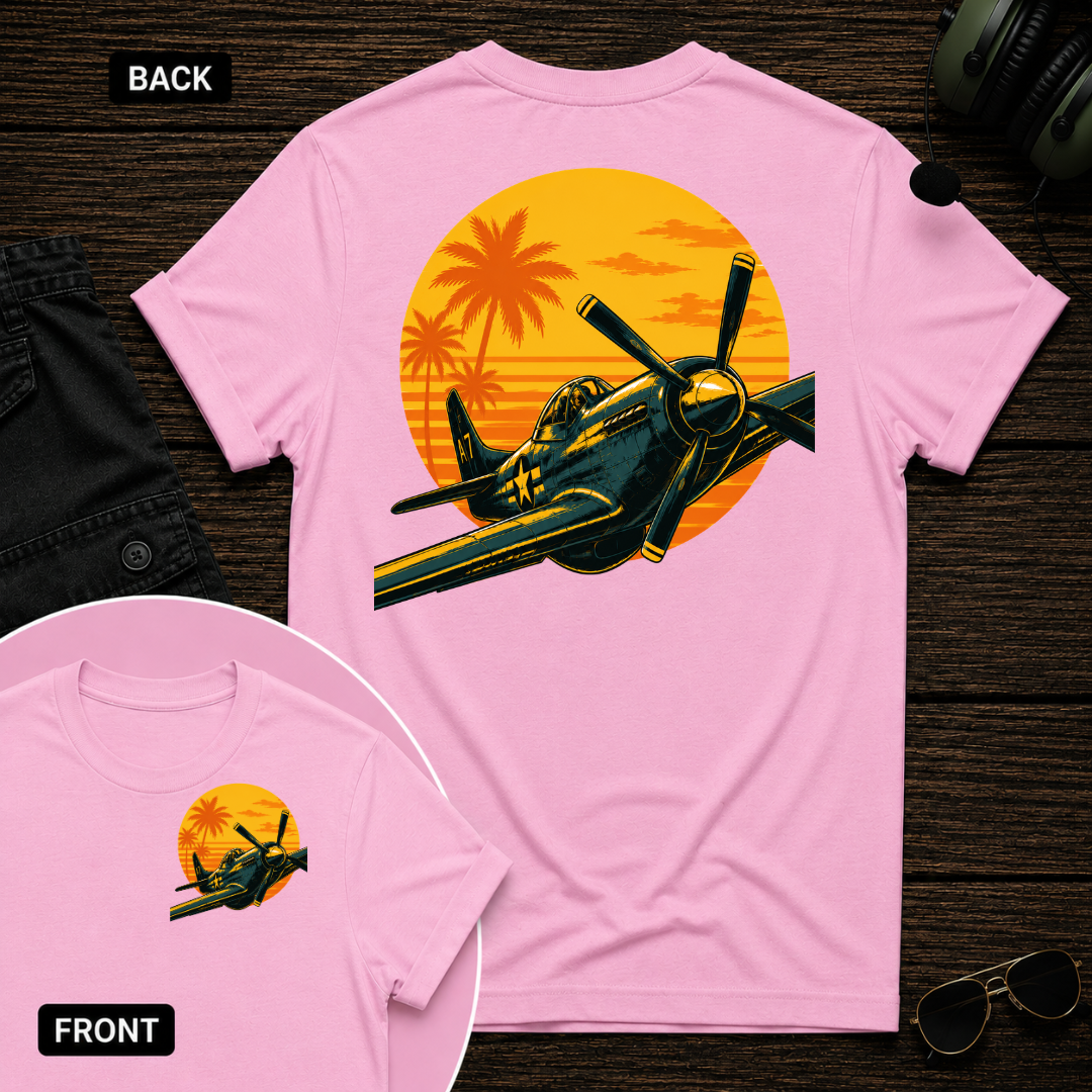P-51 Tropic Sunset SS 2 Sided T-shirt