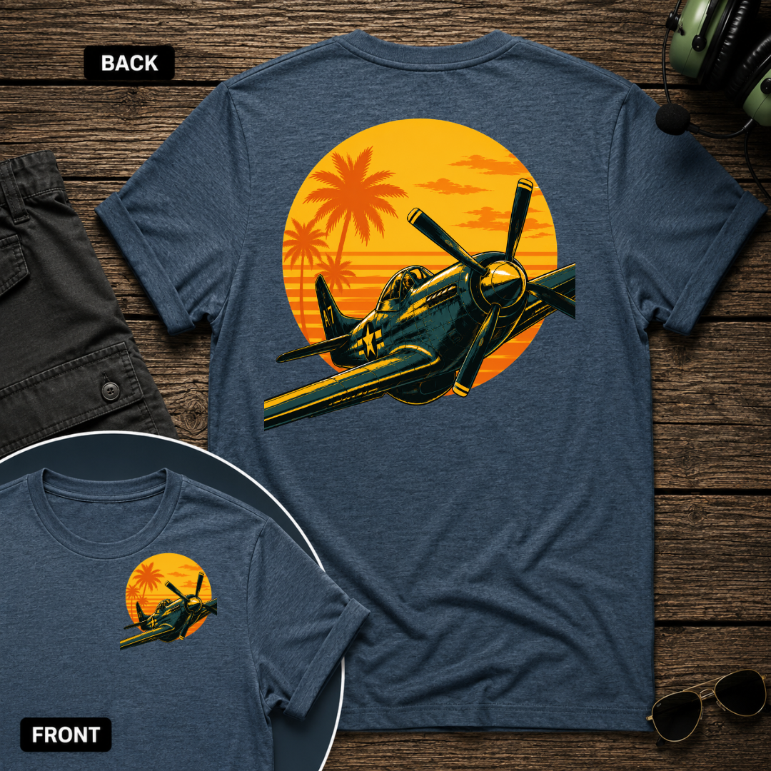 P-51 Tropic Sunset SS 2 Sided T-shirt