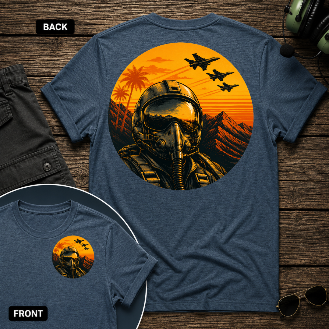 Fighter Pilot Tropic Sunset SS 2 Sided T-shirt