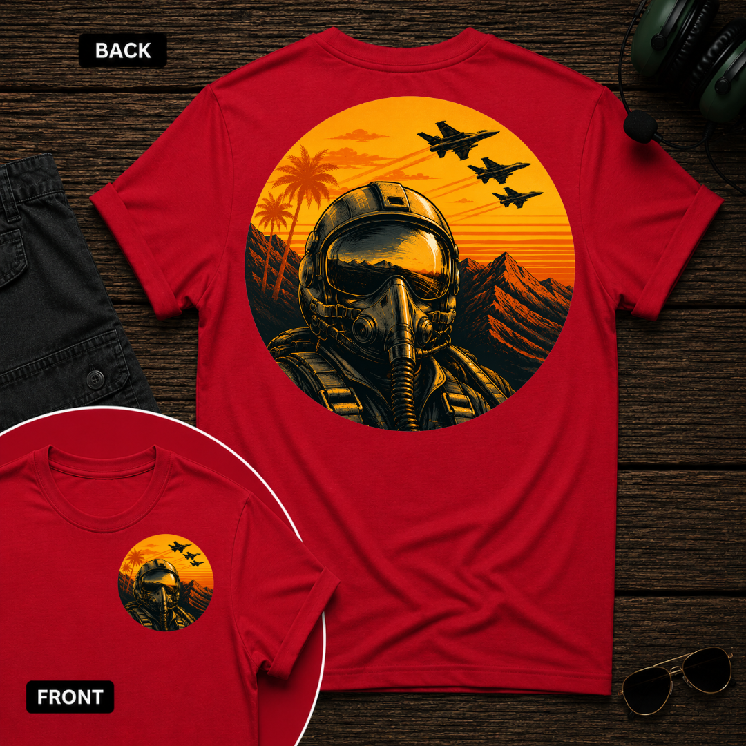 Fighter Pilot Tropic Sunset SS 2 Sided T-shirt