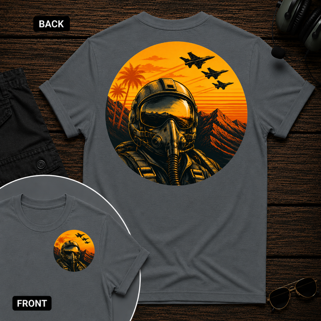 Fighter Pilot Tropic Sunset SS 2 Sided T-shirt