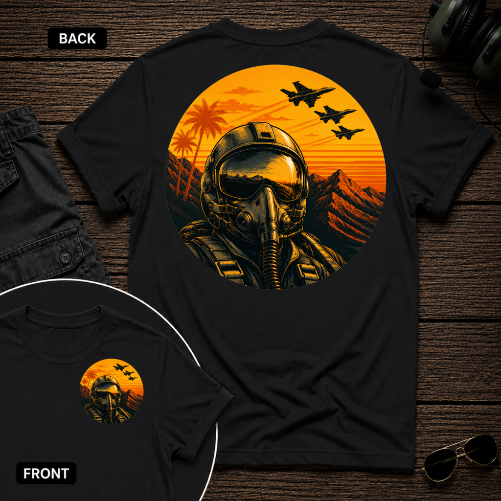 Fighter Pilot Tropic Sunset SS 2 Sided T-shirt