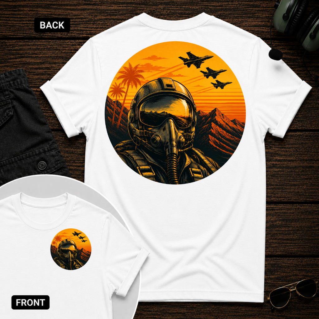 Fighter Pilot Tropic Sunset SS 2 Sided T-shirt