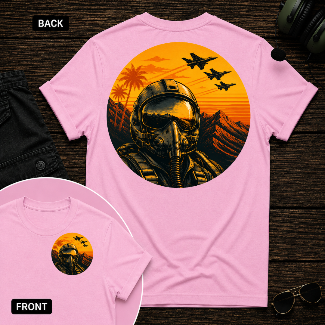 Fighter Pilot Tropic Sunset SS 2 Sided T-shirt