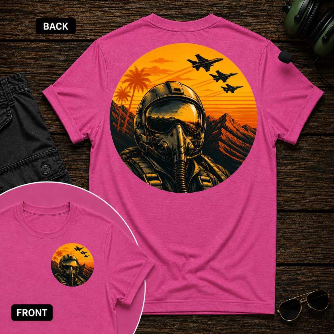 Fighter Pilot Tropic Sunset SS 2 Sided T-shirt