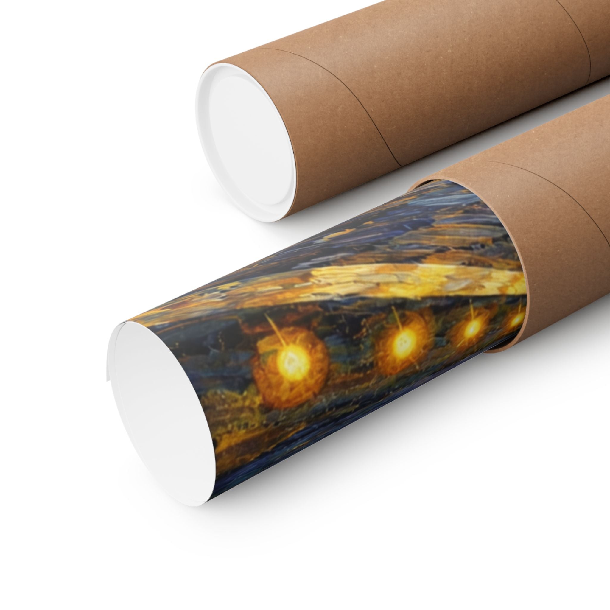B-747 Starry Night Runway Poster — Van Gogh Moon Aviation Wall Art