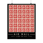 Air Mail Poster — "Live to Fly" Vintage Stamp Travel Print