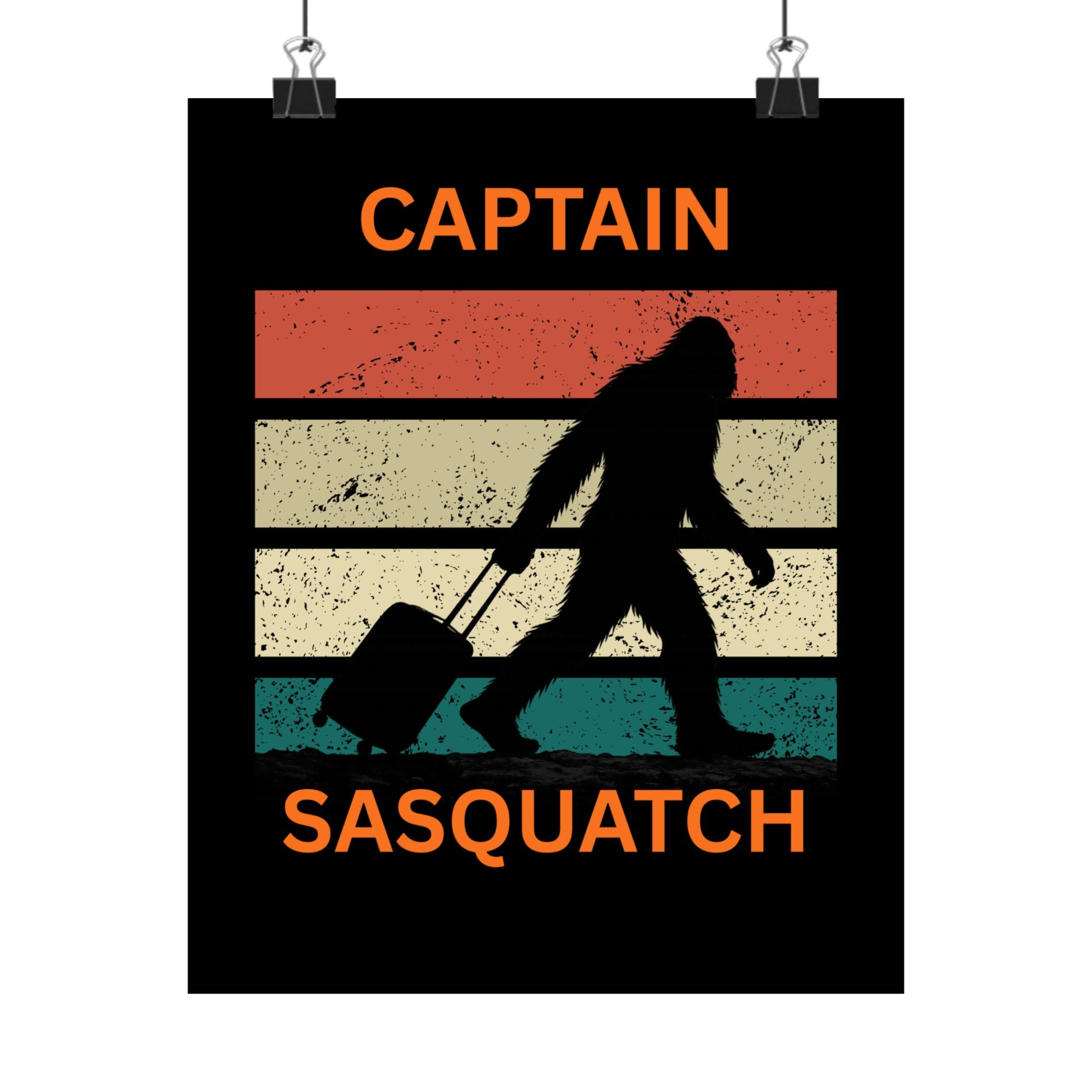 Captain Sasquatch Vintage Travel Poster — Matte Vertical Wall Art