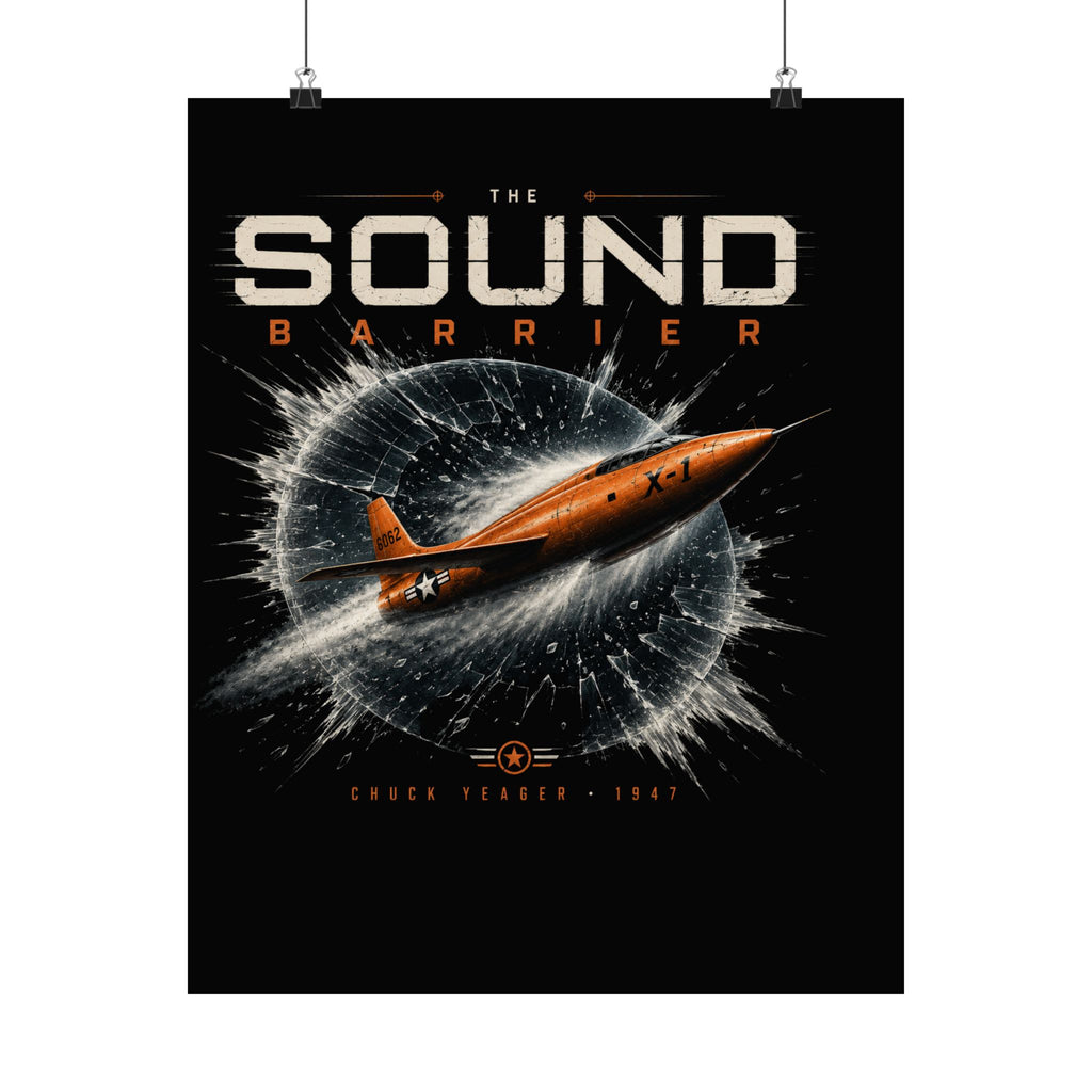 Sound Barrier Jet Poster — Vintage Chuck Yeager Breakthrough Art (Matte Vertical Poster)