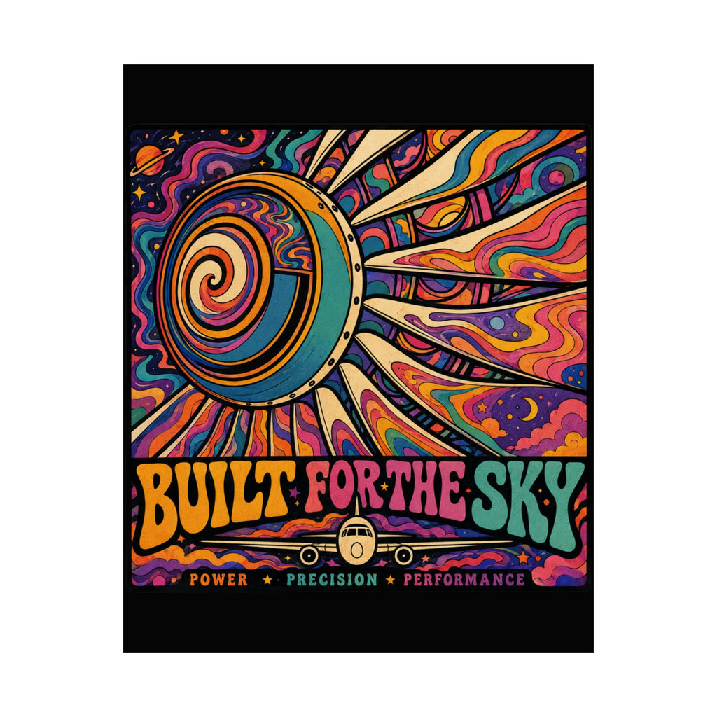 Built for the Sky Matte Poster — Retro Psychedelic Aviation Art Print