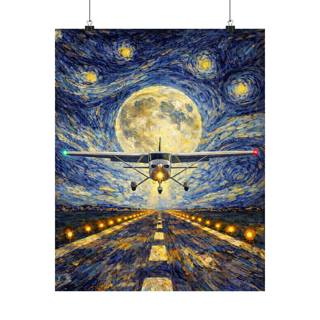 Cessna Starry Night Matte Vertical Art Print