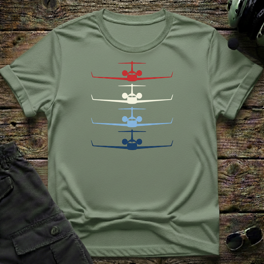 RWB Bizjet lifestyle shot - Gildan 64000 ring-spun cotton aviation shirt