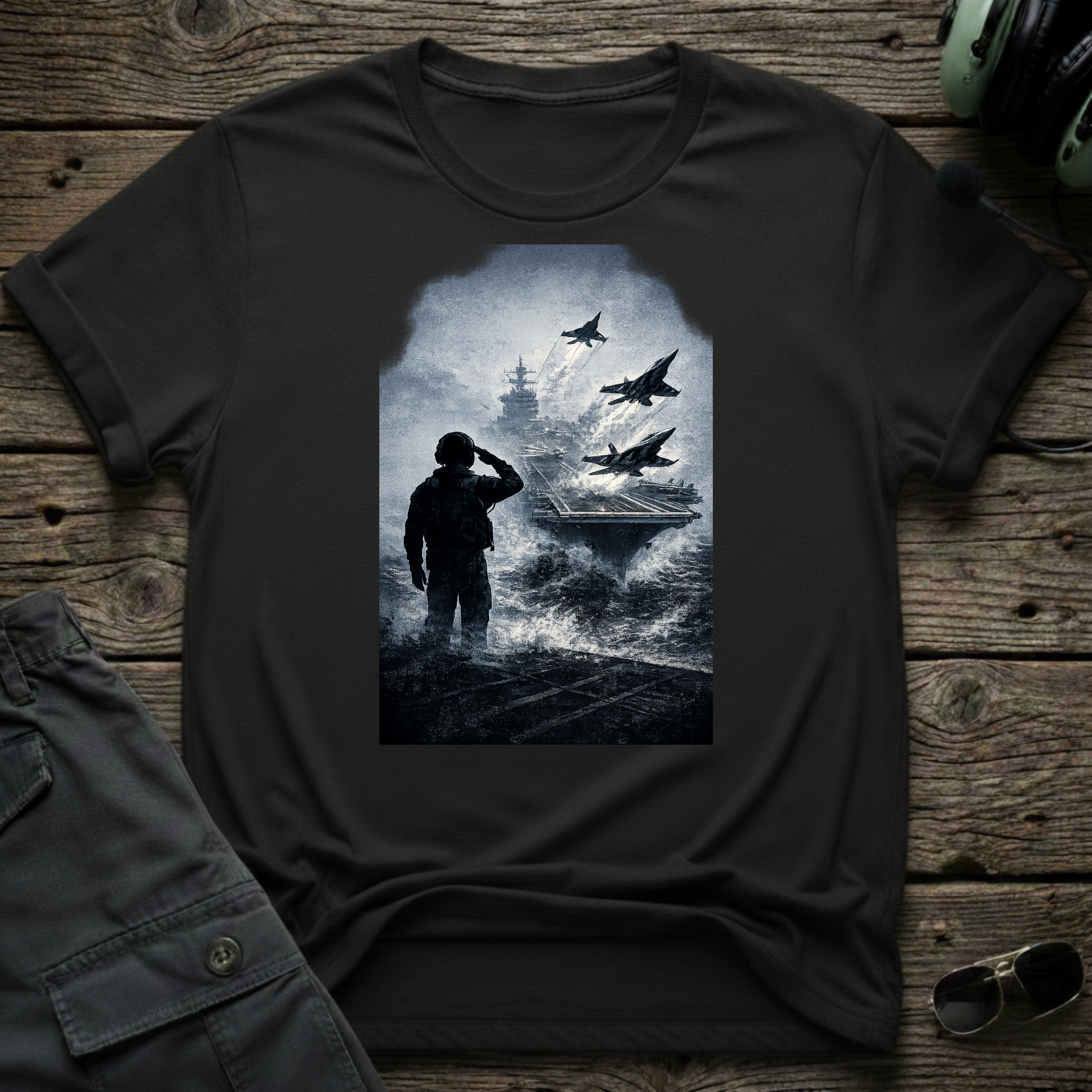 Sailor Salute front view - premium aviation tee for pilots