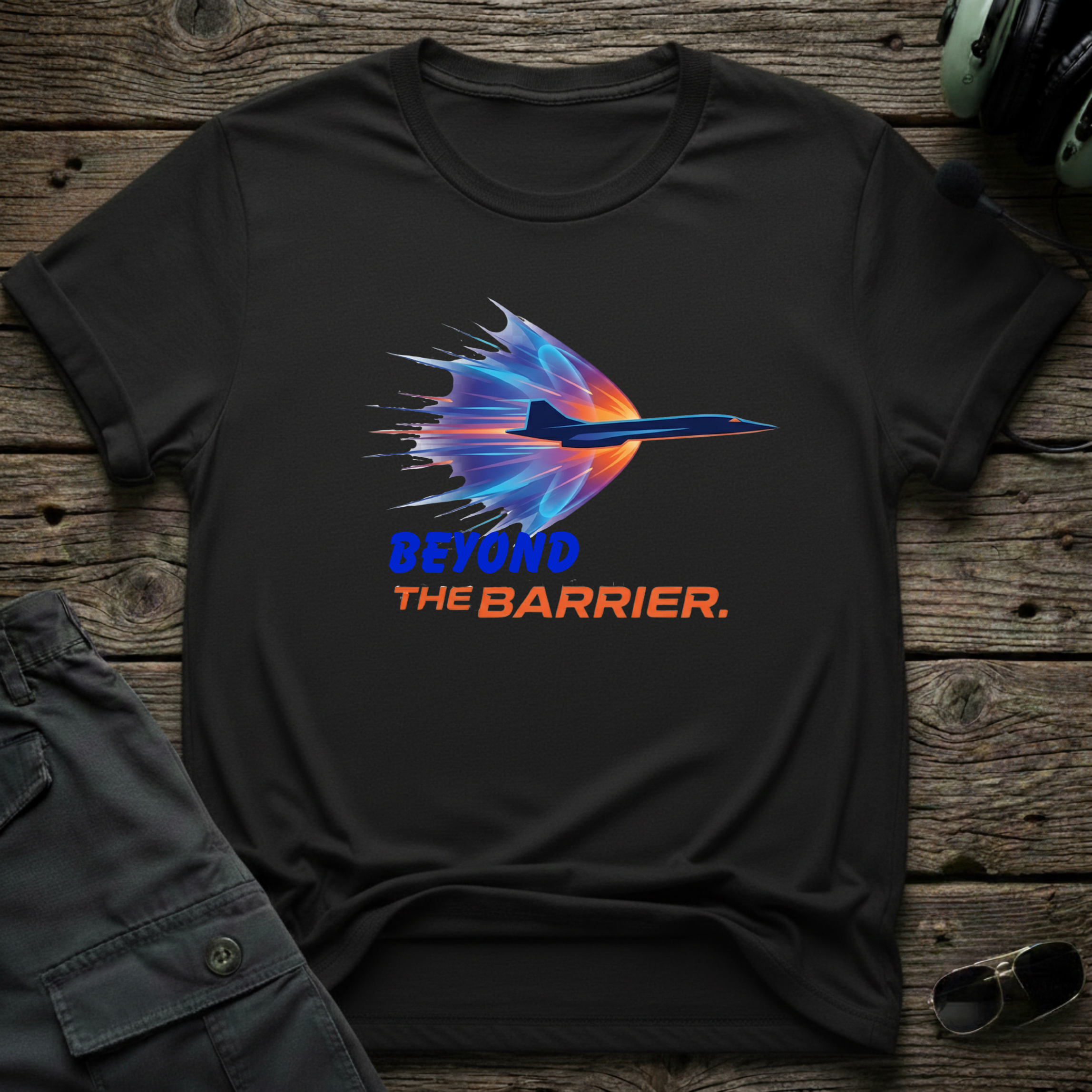 Beyond the Barrier front view - premium aviation tee for pilots