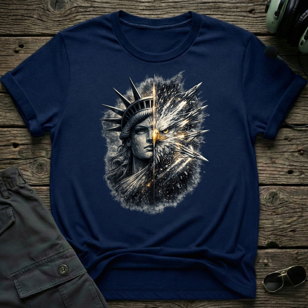 Liberty Burst front view - premium aviation tee for pilots