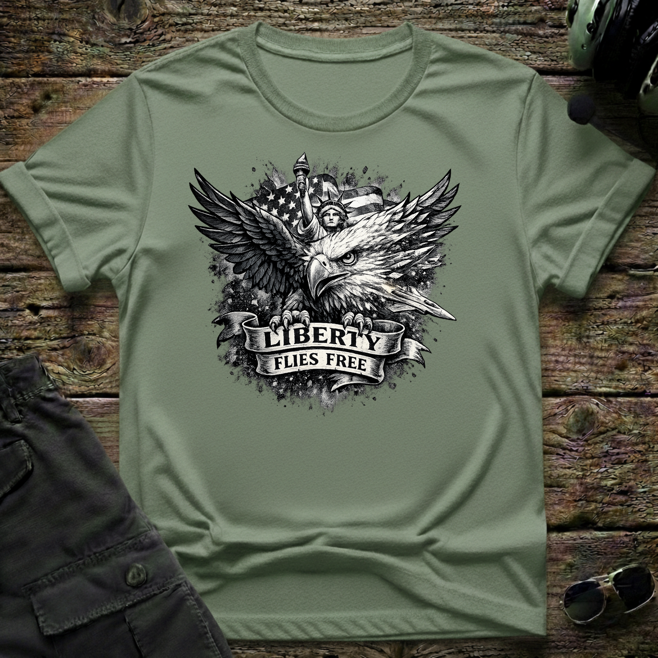 Liberty Flies Free - Cleared4Tees premium aviation apparel