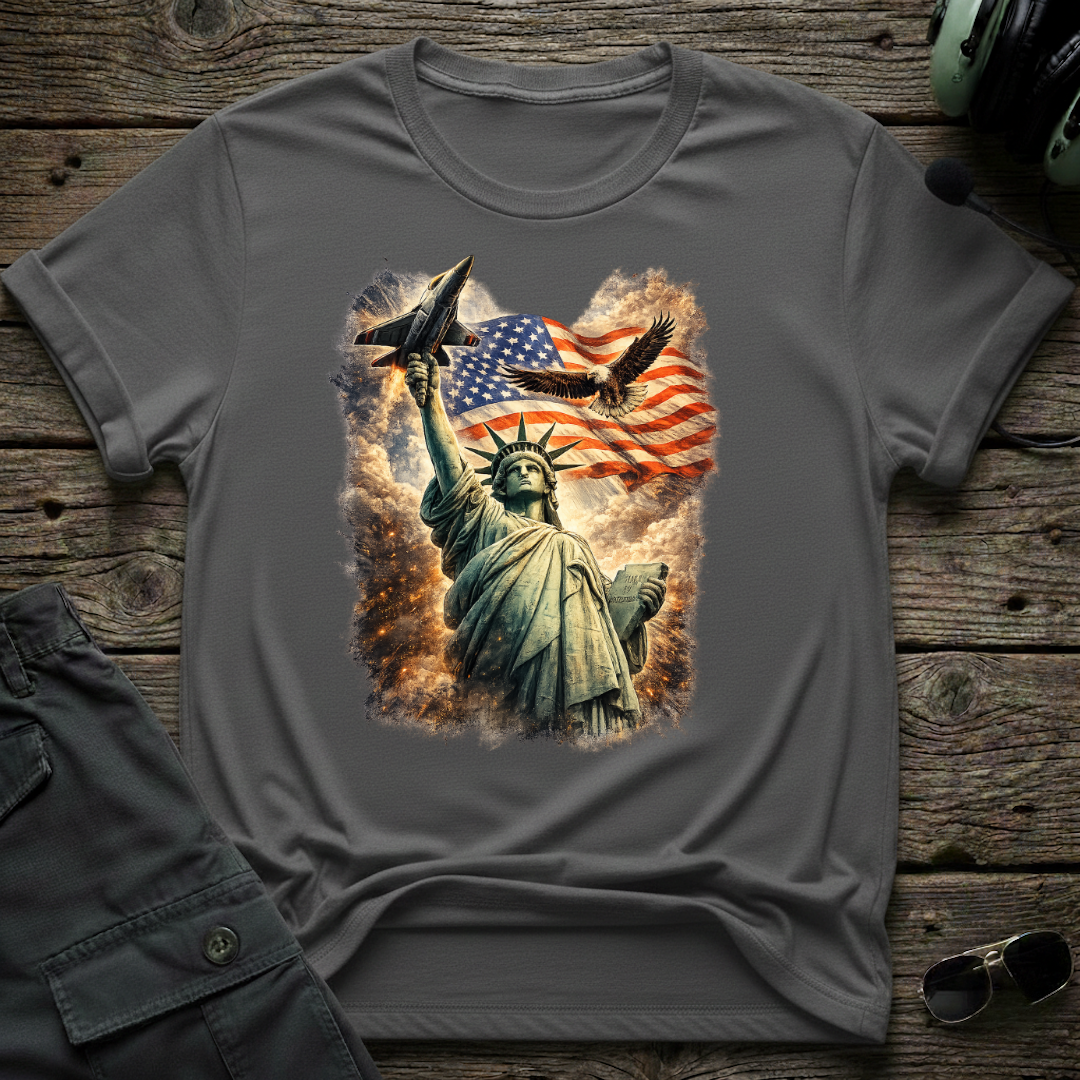 Statue of Liberty American Flag - Cleared4Tees premium aviation apparel